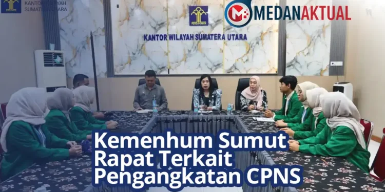 Kantor Wilayah Kementerian Hukum Sumatera Utara (Kanwil Kemenhum Sumut) menggelar rapat kordinasi terkait penyamaan persepsi terkait pengangkatan CPNS ke PNS di lingkungan Kementerian Hukum, Sumatera Utara, Rabu (15/4).