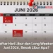 Daftar Hari Libur dan Long Weekend Juni 2026, Besok Libur Apa?