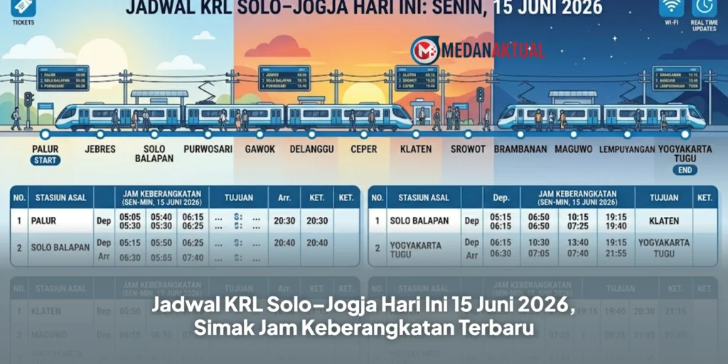 Jadwal KRL Solo–Jogja Hari Ini 15 Juni 2026, Simak Jam Keberangkatan Terbaru