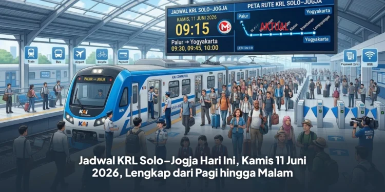 Jadwal KRL Solo–Jogja Hari Ini, Kamis 11 Juni 2026, Lengkap dari Pagi hingga Malam