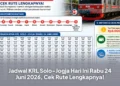 Jadwal KRL Solo–Jogja Hari Ini Rabu 24 Juni 2026, Cek Rute Lengkapnya!