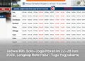 Jadwal KRL Solo–Jogja Pekan Ini 22–28 Juni 2026, Lengkap Rute Palur–Tugu Yogyakarta