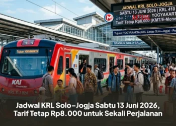 Jadwal KRL Solo–Jogja Sabtu 13 Juni 2026, Tarif Tetap Rp8.000 untuk Sekali Perjalanan