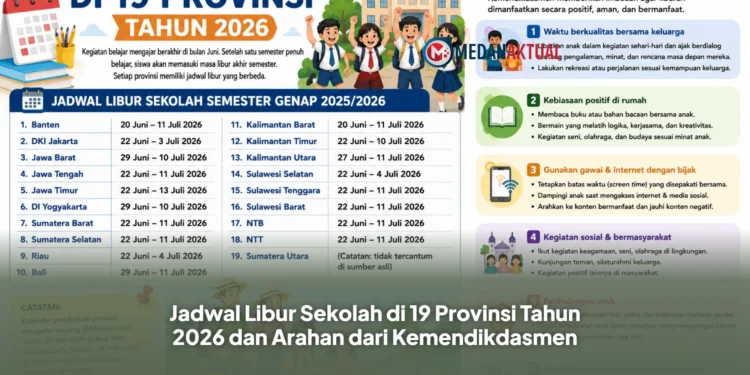 Jadwal Libur Sekolah di 19 Provinsi Tahun 2026 dan Arahan dari Kemendikdasmen