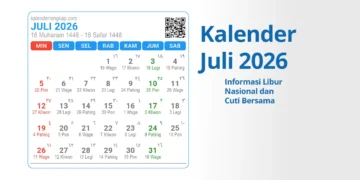 Kalender Juli 2026, Informasi Libur Nasional dan Cuti Bersama
