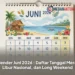 Kalender Juni 2026 : Daftar Tanggal Merah, Libur Nasional, dan Long Weekend