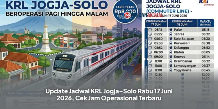 Update Jadwal KRL Jogja–Solo Rabu 17 Juni 2026, Cek Jam Operasional Terbaru
