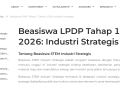 Beasiswa LPDP 2026 Industri Strategis: Syarat dan Cara Daftar