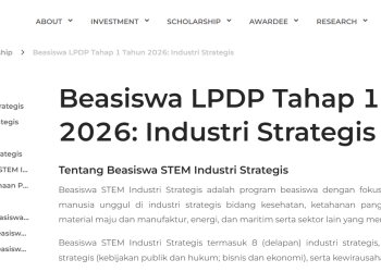 Beasiswa LPDP 2026 Industri Strategis: Syarat dan Cara Daftar
