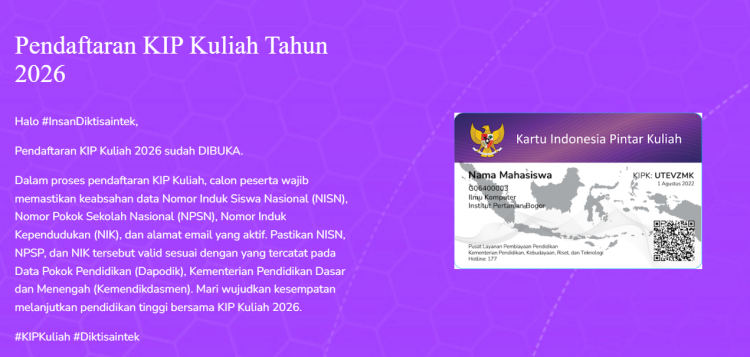 Cara Mudah Mendaftar KIP Kuliah 2026 Secara Online