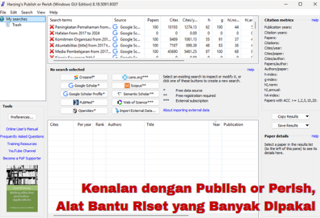 Kenalan dengan Publish or Perish, Alat Bantu Riset yang Banyak Dipakai