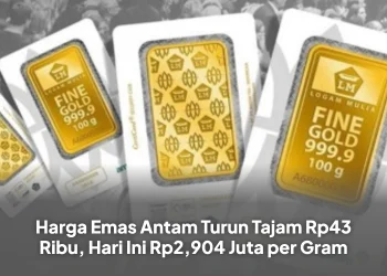 Harga Emas Antam Turun Tajam Rp43 Ribu, Hari Ini Rp2,904 Juta per Gram