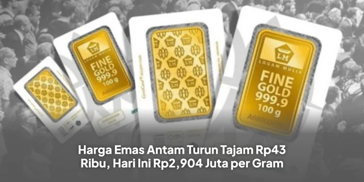 Harga Emas Antam Turun Tajam Rp43 Ribu, Hari Ini Rp2,904 Juta per Gram