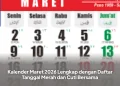 Kalender Maret 2026 Lengkap dengan Daftar Tanggal Merah dan Cuti Bersama