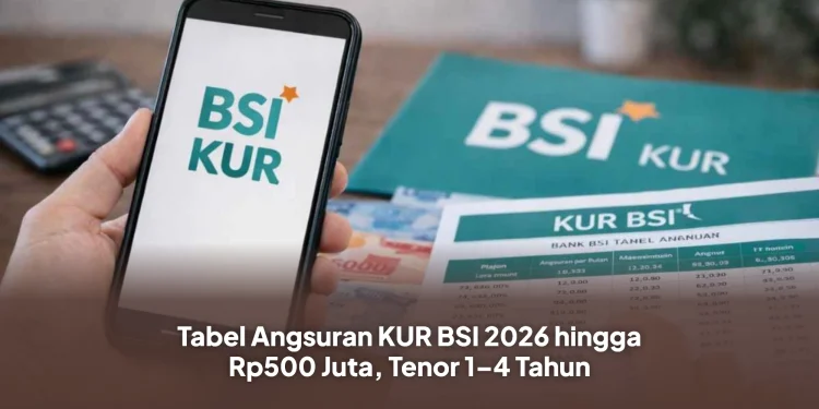 Tabel Angsuran KUR BSI 2026 hingga Rp500 Juta, Tenor 1–4 Tahun