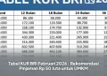 Tabel KUR BRI Februari 2026 : Rekomendasi Pinjaman Rp 50 Juta untuk UMKM