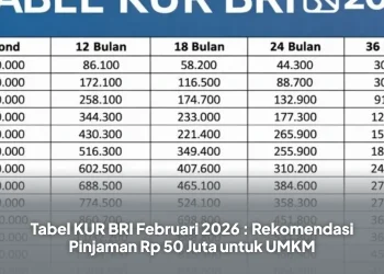 Tabel KUR BRI Februari 2026 : Rekomendasi Pinjaman Rp 50 Juta untuk UMKM