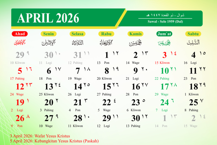 Tanggal Merah April 2026: Daftar Libur Nasional dan Long Weekend Lengkap