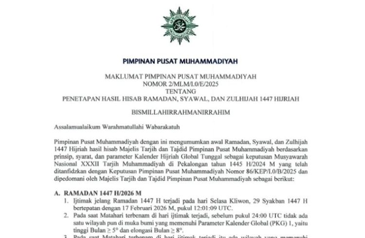 Kapan Idul Fitri 1447 H Versi Muhammadiyah? Catat Tanggalnya