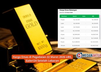 Harga Emas di Pegadaian 22 Maret 2026 UBS, Galeri24 Setelah Lebaran