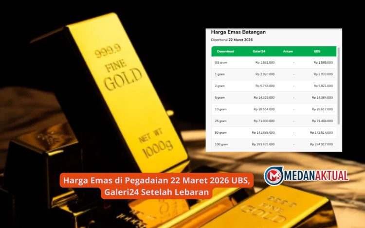 Harga Emas di Pegadaian 22 Maret 2026 UBS, Galeri24 Setelah Lebaran