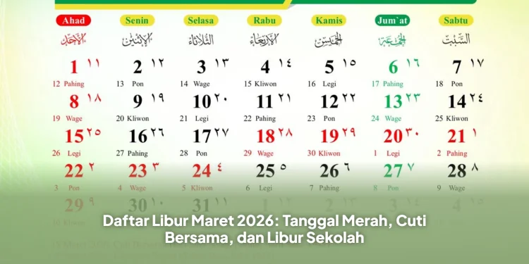Daftar Libur Maret 2026: Tanggal Merah, Cuti Bersama, dan Libur Sekolah