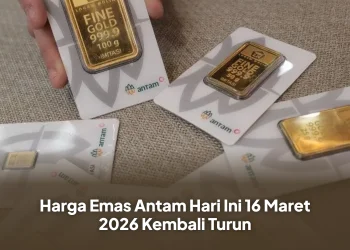 Harga Emas Antam Hari Ini 16 Maret 2026 Kembali Turun