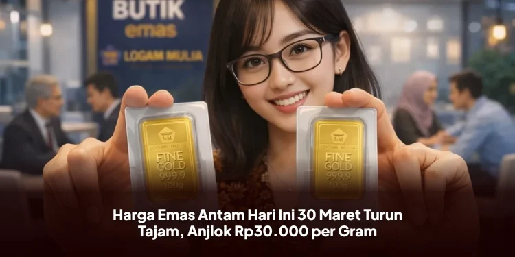 Harga Emas Antam Hari Ini 30 Maret Turun Tajam, Anjlok Rp30.000 per Gram