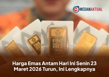 Harga Emas Antam Hari Ini Senin 23 Maret 2026 Turun, Ini Lengkapnya