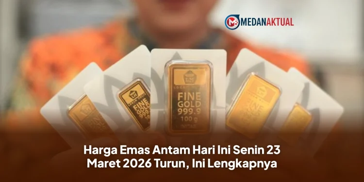 Harga Emas Antam Hari Ini Senin 23 Maret 2026 Turun, Ini Lengkapnya
