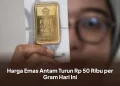 Harga Emas Antam Turun Rp 50 Ribu per Gram Hari Ini