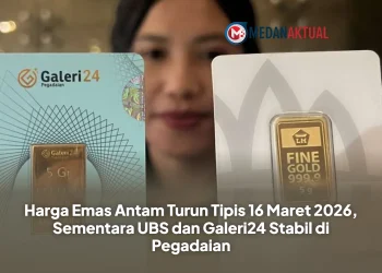 Harga Emas Antam Turun Tipis 16 Maret 2026, Sementara UBS dan Galeri24 Stabil di Pegadaian