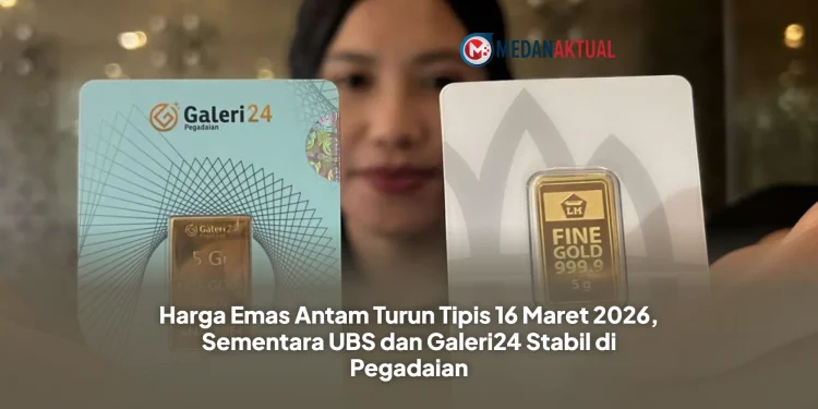 Harga Emas Antam Turun Tipis 16 Maret 2026, Sementara UBS dan Galeri24 Stabil di Pegadaian