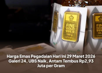 Harga Emas Pegadaian Hari Ini 29 Maret 2026 Galeri 24, UBS Naik, Antam Tembus Rp2,93 Juta per Gram