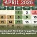 Kalender April 2026: Cek Tanggal Merah, Libur Nasional, dan Long Weekend!
