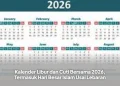 Kalender Libur dan Cuti Bersama 2026, Termasuk Hari Besar Islam Usai Lebaran
