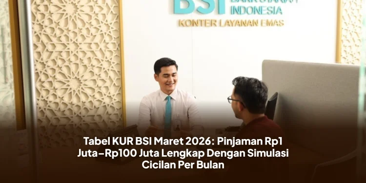Tabel KUR BSI Maret 2026: Pinjaman Rp1 Juta–Rp100 Juta Lengkap Dengan Simulasi Cicilan Per Bulan