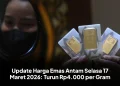 Update Harga Emas Antam Selasa 17 Maret 2026: Turun Rp4.000 per Gram