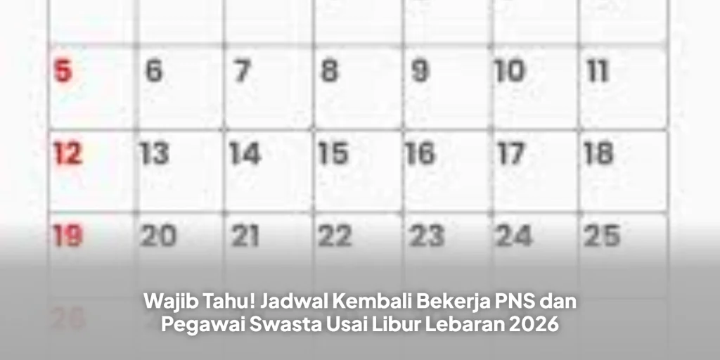 Wajib Tahu! Jadwal Kembali Bekerja PNS dan Pegawai Swasta Usai Libur Lebaran 2026