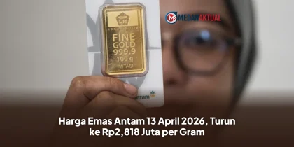 Harga Emas Antam 13 April 2026, Turun ke Rp2,818 Juta per Gram