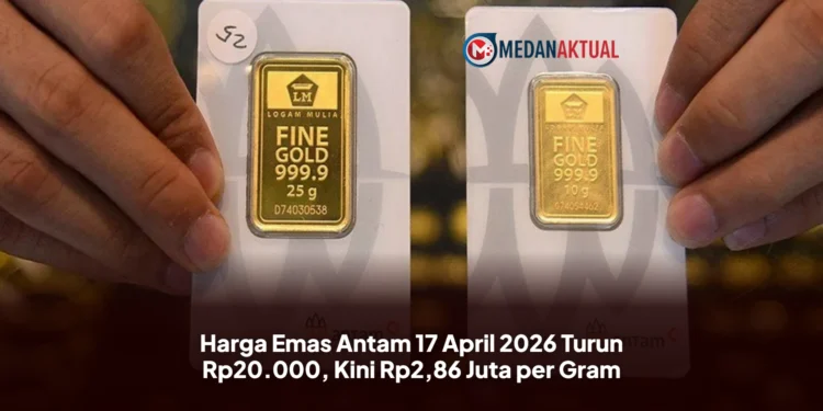 Harga Emas Antam 17 April 2026 Turun Rp20.000, Kini Rp2,86 Juta per Gram