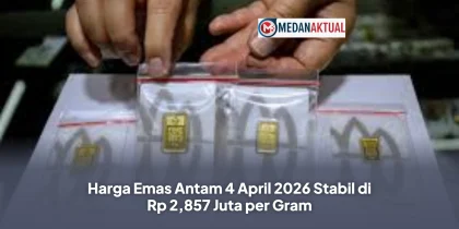 Harga Emas Antam 4 April 2026 Stabil di Rp 2,857 Juta per Gram
