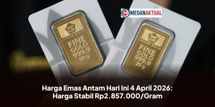 Harga Emas Antam Hari Ini 4 April 2026: Harga Stabil Rp2.857.000/Gram