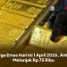 Harga Emas Hari Ini 1 April 2026, Antam Melonjak Rp 75 Ribu