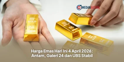 Harga Emas Hari Ini 4 April 2026: Antam, Galeri 24 dan UBS Stabil