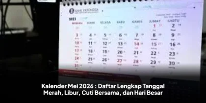 Kalender Mei 2026 : Daftar Lengkap Tanggal Merah, Libur, Cuti Bersama, dan Hari Besar