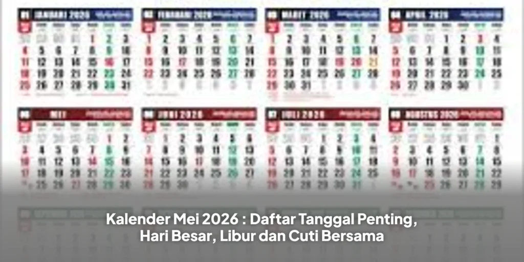 Kalender Mei 2026 : Daftar Tanggal Penting, Hari Besar, Libur dan Cuti Bersama