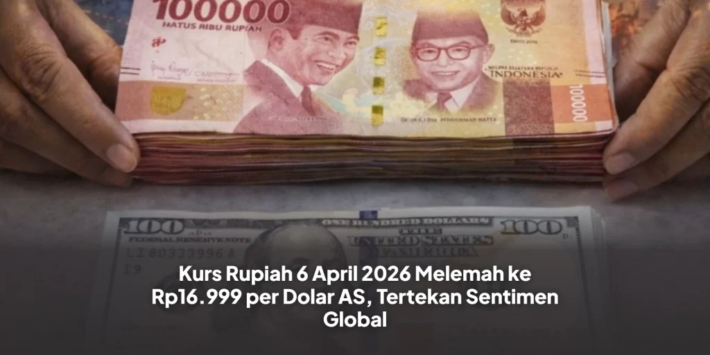 Kurs Rupiah 6 April 2026 Melemah ke Rp16.999 per Dolar AS, Tertekan Sentimen Global