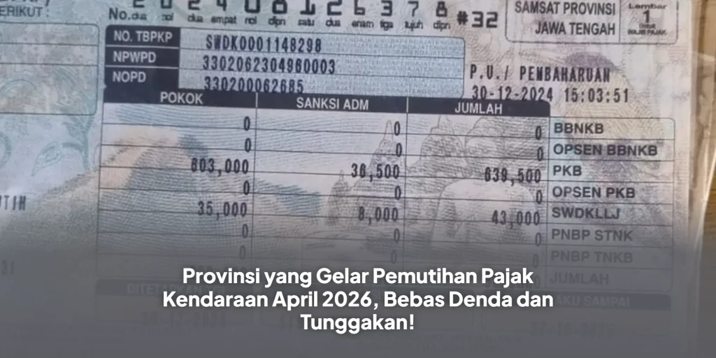 Provinsi yang Gelar Pemutihan Pajak Kendaraan April 2026, Bebas Denda dan Tunggakan!