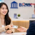 Proses buka rekening bank dengan menyerahkan KTP di kantor bank